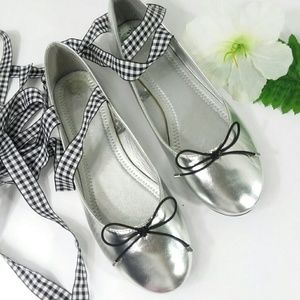 Steve Madden Silver Flats Gingham A…
